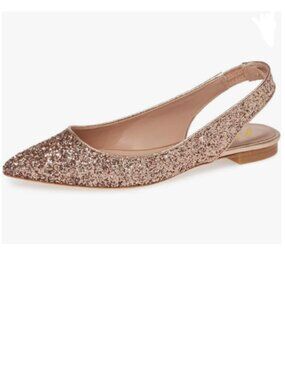 YDN Rose Gold Pointed Toe Slingback Low Heel Slide Sandals Slip Pump